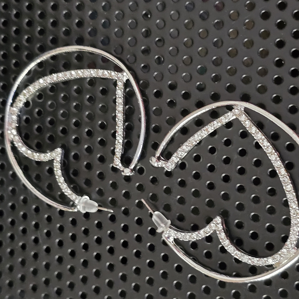 Source Unknown Silver Crescent Earrings